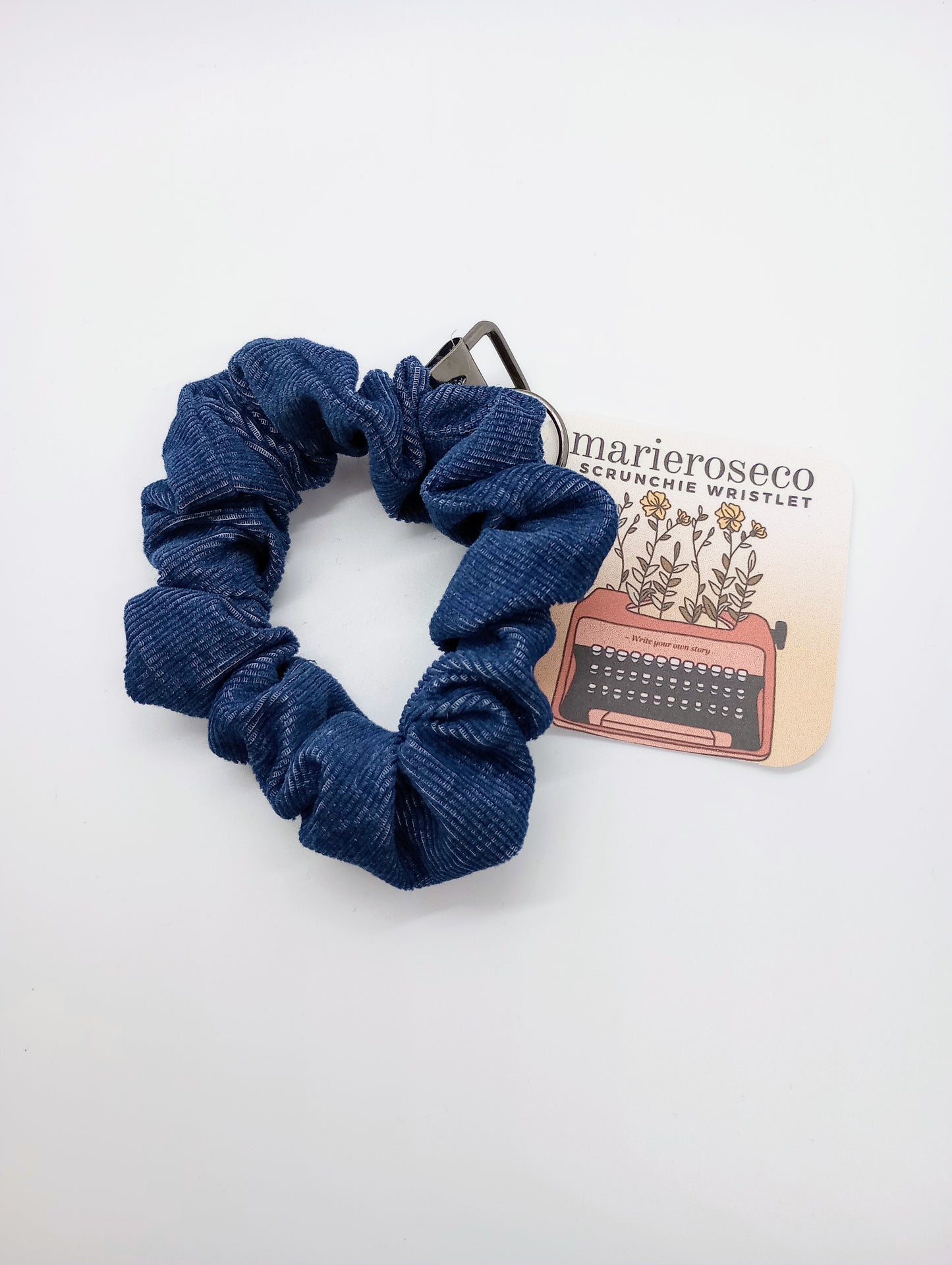 Blue scrunchie wristlet