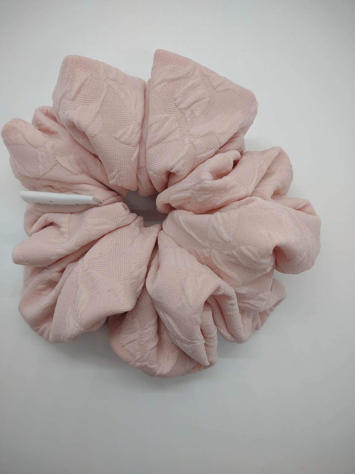 Medium pink floral imprinted scrunchie