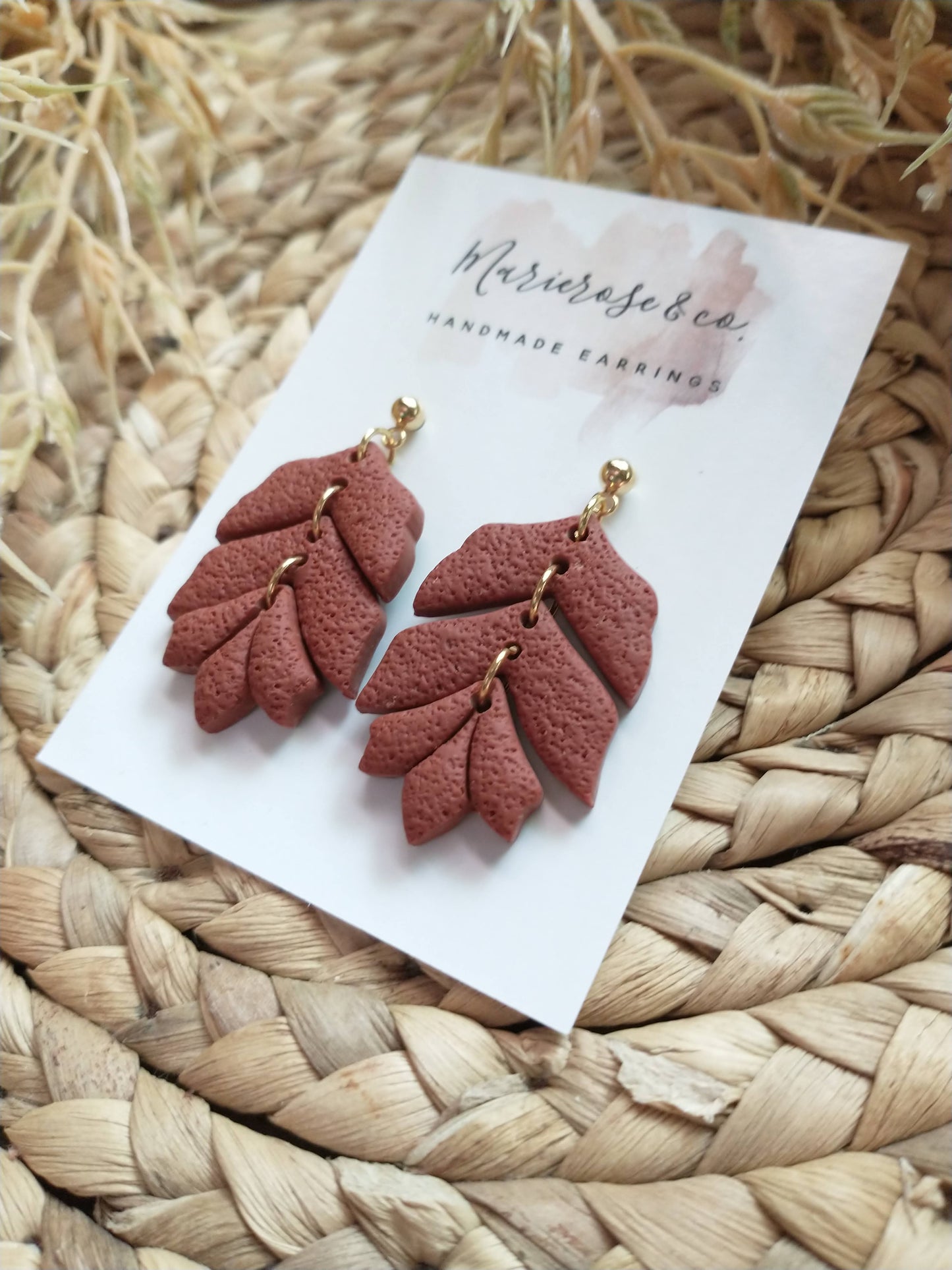 Floral fall clay earrings
